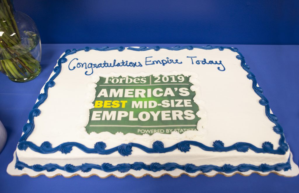 Empire Today cake for Forbes America's Best Midsize Employer list